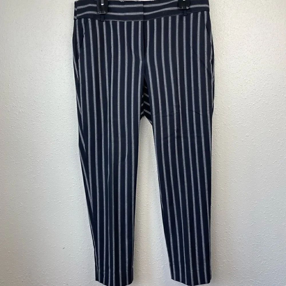 LOFT Navy Blue Striped Dress Pants Size 10 EUC